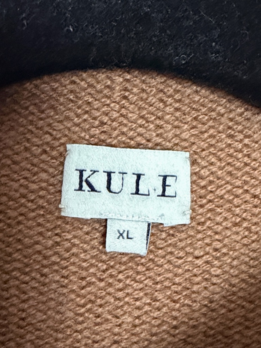 KULE The Lucca Wool Cashmere Sweater Boxy Style Relaxed Roll Neck Camel Navy XL - Picture 10 of 12